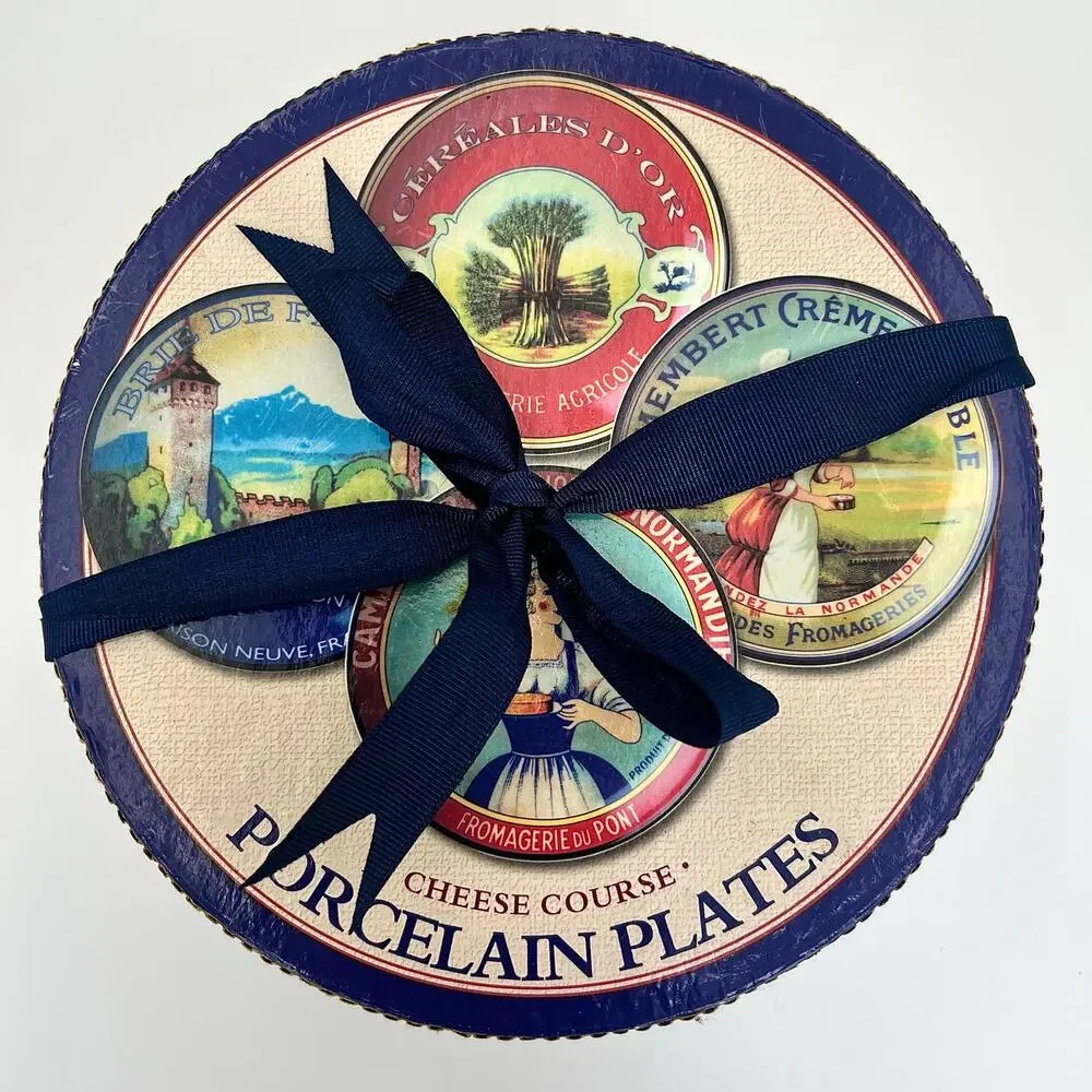 Pier 1 Imports French Cheese Plates Set of 4 Porcelain Appetizer 6.5
